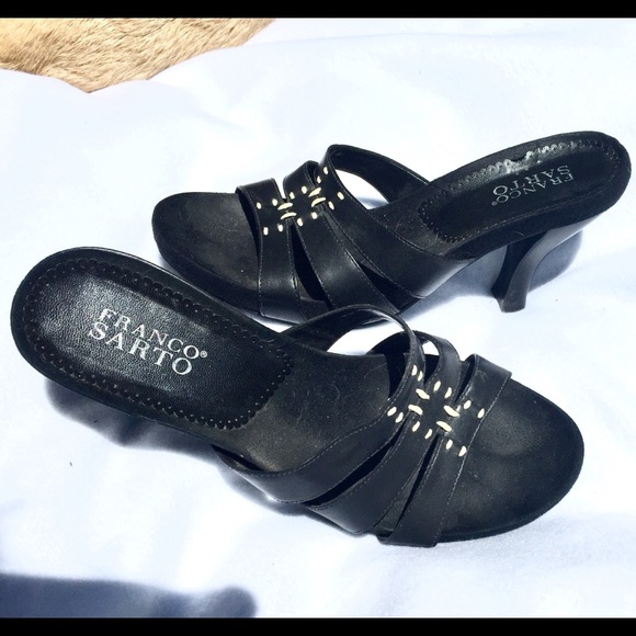 Franco Sarto Black High Heel Mule  Sandals 9 1/2 M - Picture 2 of 6